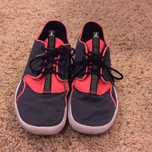 Grey and Bright Orange Jordan’s